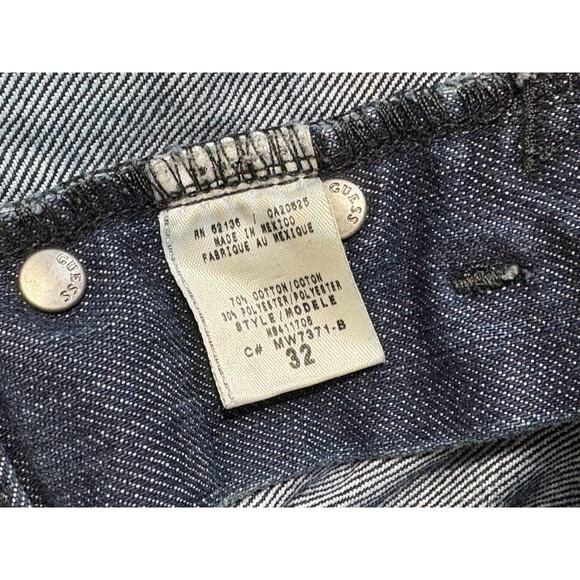 Y2K Guess Jeans Rebel Straight Leg Jeans Men 34x33 Blue Distressed Button Fly - Picture 6 of 6